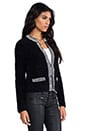 view 4 of 6 Rae Eyelash Yarn Cardigan in White/Black in White & Black