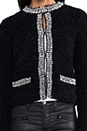 view 6 of 6 Rae Eyelash Yarn Cardigan in White/Black in White & Black