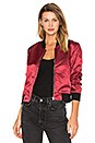 view 1 of 4 Satin Bomber Jacket in Garnet Red