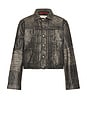 view 1 of 4 Leather Trucker Jacket in Black