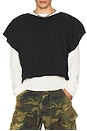 view 3 of 4 Double Layer Distressed Tee in Black & Salt White