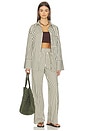 view 5 of 6 Jessie Wide Leg Beach Trouser in Olive Stripe