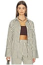 view 1 of 6 Jessie Oversize Beach Shirt in Olive Stripe