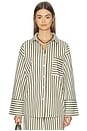 view 2 of 6 Jessie Oversize Beach Shirt in Olive Stripe