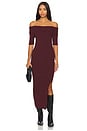 view 1 of 3 Jennifer Off Shoulder Midi Rib Dress in Oxblood