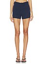 view 1 of 6 Rosalia Lace Hem Shorts in Dark Blue
