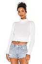 view 1 of 4 Cropped Ruffle Mock Neck Sweater in Bleach White