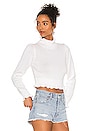 view 2 of 4 Cropped Ruffle Mock Neck Sweater in Bleach White