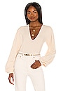 view 1 of 4 Dramatic Long Sleeve V-Neck Pullover in Cream