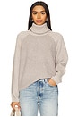 view 1 of 4 Mckenzie Mixed Media Removable Collar Pullover in Taupe Heather