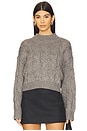 view 1 of 5 Lola Lurex Cable Cropped Pullover in Pewter Heather Lurex