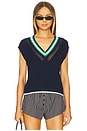 view 1 of 4 Wendy Varsity Crochet V-neck Vest in Dark Blue Multi