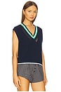 view 2 of 4 Wendy Varsity Crochet V-neck Vest in Dark Blue Multi