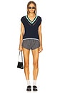 view 4 of 4 Wendy Varsity Crochet V-neck Vest in Dark Blue Multi