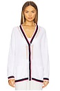 view 2 of 5 Janet Varsity Crochet Oversized Cardigan in Bleach White Multi