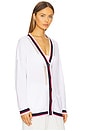 view 3 of 5 Janet Varsity Crochet Oversized Cardigan in Bleach White Multi