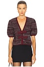 view 1 of 5 Elaine Marled Bow Cardigan in Oxblood Multi