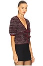 view 2 of 5 Elaine Marled Bow Cardigan in Oxblood Multi