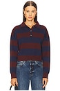 view 1 of 4 Lennon Double Collar Rugby Stripe Pullover in Oxblood Multi