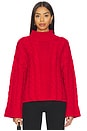 view 1 of 4 Adalynn Oversized Chunky Cable Mock Neck Pullover in True Red