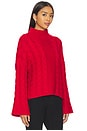 view 2 of 4 Adalynn Oversized Chunky Cable Mock Neck Pullover in True Red