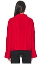 view 3 of 4 Adalynn Oversized Chunky Cable Mock Neck Pullover in True Red