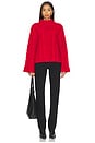 view 4 of 4 Adalynn Oversized Chunky Cable Mock Neck Pullover in True Red