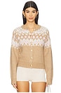 view 1 of 4 Paris Fairisle Button Front Cardigan in Camel Combo