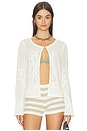 view 1 of 5 Marigold Mesh Stitch Sweater Jacket in Chalk