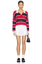 view 4 of 4 Alexa Rugby Stripe Polo Pullover in Racing Red Combo