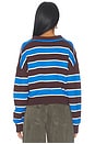 view 4 of 4 Vera Double Johnny Collar Rugby Stripe Pullover Sweater in Chocolate Plum Combo