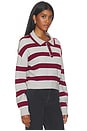 view 2 of 4 Vera Double Johnny Collar Rugby Stripe Pullover Sweater in Grey Pearl Combo