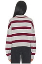 view 4 of 4 Vera Double Johnny Collar Rugby Stripe Pullover Sweater in Grey Pearl Combo
