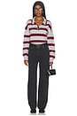 view 5 of 4 Vera Double Johnny Collar Rugby Stripe Pullover Sweater in Grey Pearl Combo