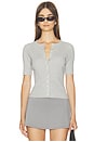 view 1 of 4 Georgie Elbow Sleeve Button Down Cardigan in Grey Pearl