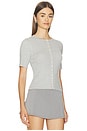 view 2 of 4 Georgie Elbow Sleeve Button Down Cardigan in Grey Pearl