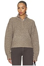 view 1 of 4 Boxy Snap Front Henley Sweater in Mushroom Melange