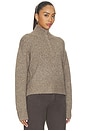 view 2 of 4 Boxy Snap Front Henley Sweater in Mushroom Melange