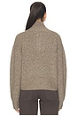 view 4 of 4 Boxy Snap Front Henley Sweater in Mushroom Melange