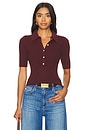 view 1 of 4 Ginny Short Sleeve Johnny Collar Top in Oxblood