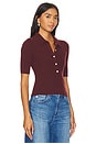 view 2 of 4 Ginny Short Sleeve Johnny Collar Top in Oxblood