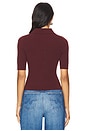 view 3 of 4 Ginny Short Sleeve Johnny Collar Top in Oxblood