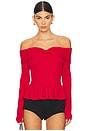 view 1 of 4 Morgan Off Shoulder Peplum Top in Cherry Red