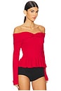 view 2 of 4 Morgan Off Shoulder Peplum Top in Cherry Red