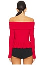 view 3 of 4 Morgan Off Shoulder Peplum Top in Cherry Red