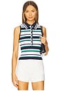 view 1 of 4 Vivienne Johnny Collar Striped Tank in Dark Blue Multi