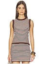 view 1 of 5 Alessia Teddy Stripe Crew Neck Tank in Shaved Chocolate Combo