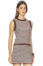 view 2 of 5 Alessia Teddy Stripe Crew Neck Tank in Shaved Chocolate Combo