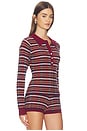 view 2 of 5 Sienna Plaid Rib Polo Top in Dark Cherry Combo