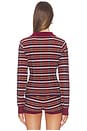 view 4 of 5 Sienna Plaid Rib Polo Top in Dark Cherry Combo